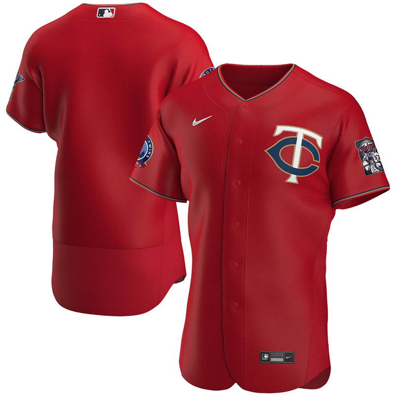 2020 MLB Men Minnesota Twins Nike Red Alternate 2020 60th Season Authentic Team Jersey 1